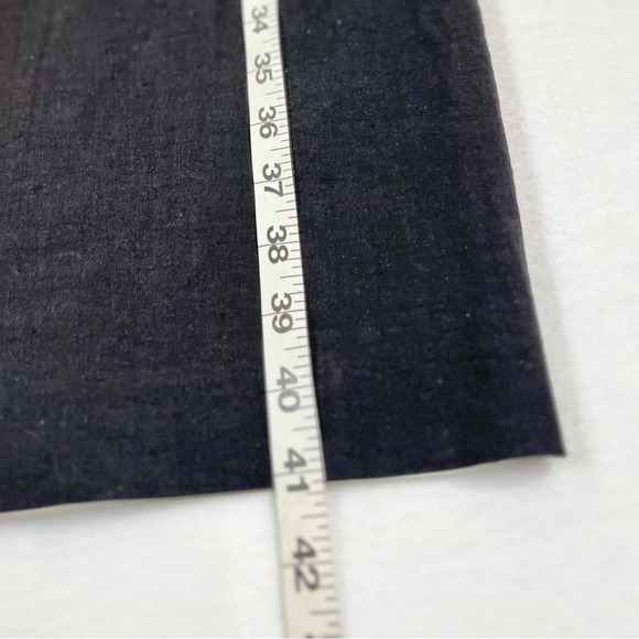 PADDY CAMPBELL Linen Blend Black Vintage V Neck Slit in Back Dress Size 12 - Picture 9 of 11